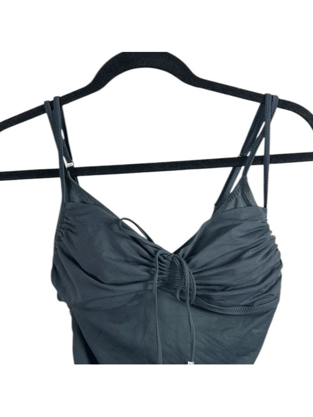 DKNY Gray Rushed One- Piece Bathing Suit Size 14 - Picture 2 of 7